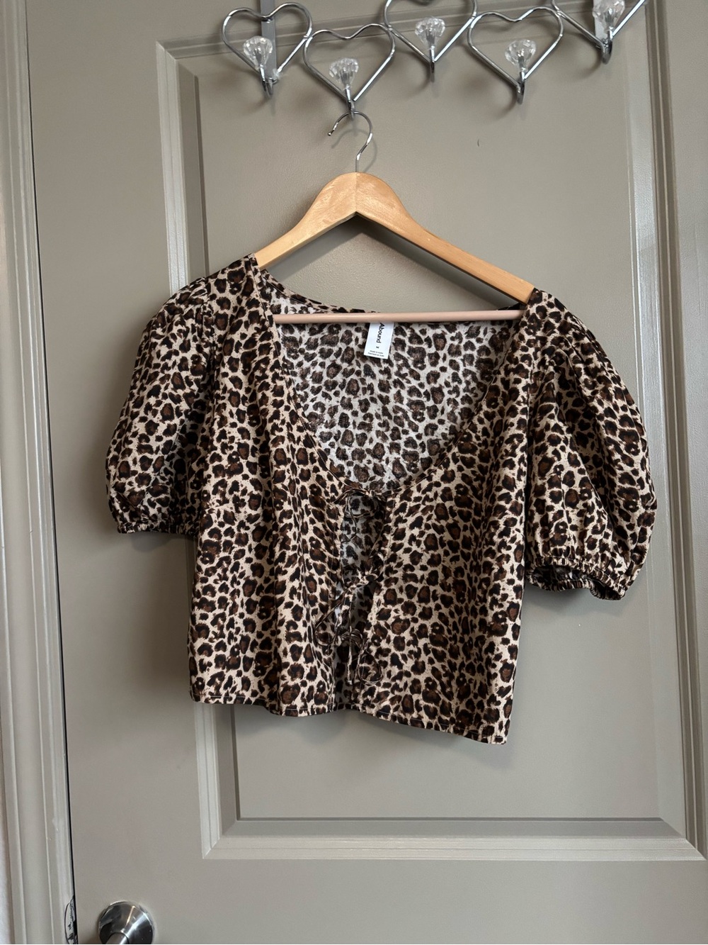 Abound Leopard Print Puff Sleeve Crop Top - Brown/Tan